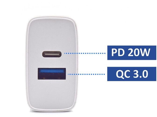 Cargador Ewent USB-C / QC3.0 Fast Charger 20W Blanco image number 2