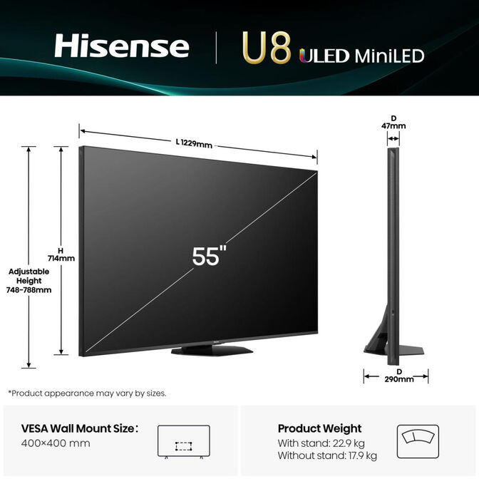 Televisor Hisense 55U8Q 55" QD Mini LED UltraHD 4K VIDAA image number 1