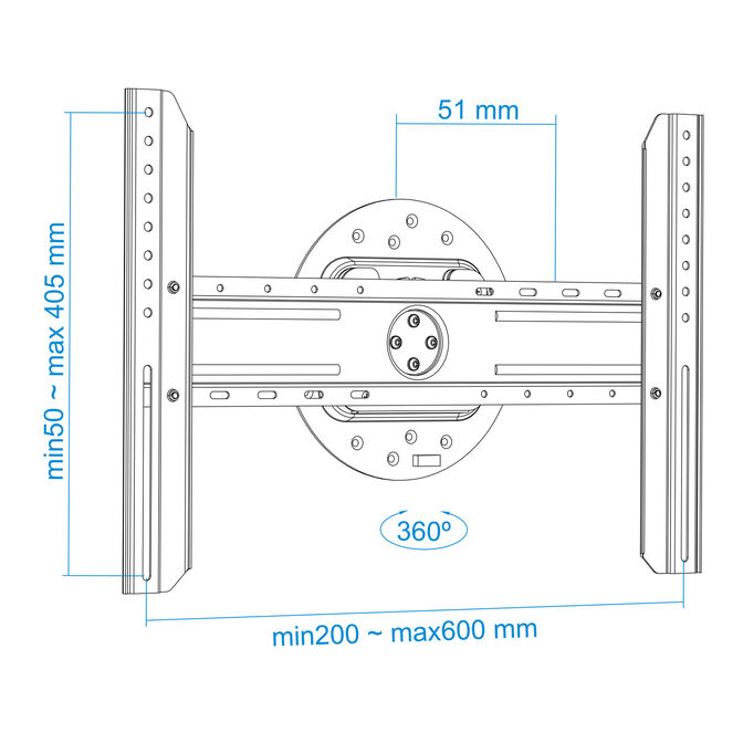 Soporte de Pared Tooq Rota&ccedil;&atilde;o 360&ordm; 37" a 70" Max. 50Kg Negro image number 13