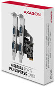 Controlador PCIe AXAGON PCEA-S4N chip ASIX AX99100 4x Serial Port + LP image number null