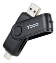 Lector de Tarjetas Tooq USB-C 2.0+USB-A 3.0, SD/TF, Negro image number null