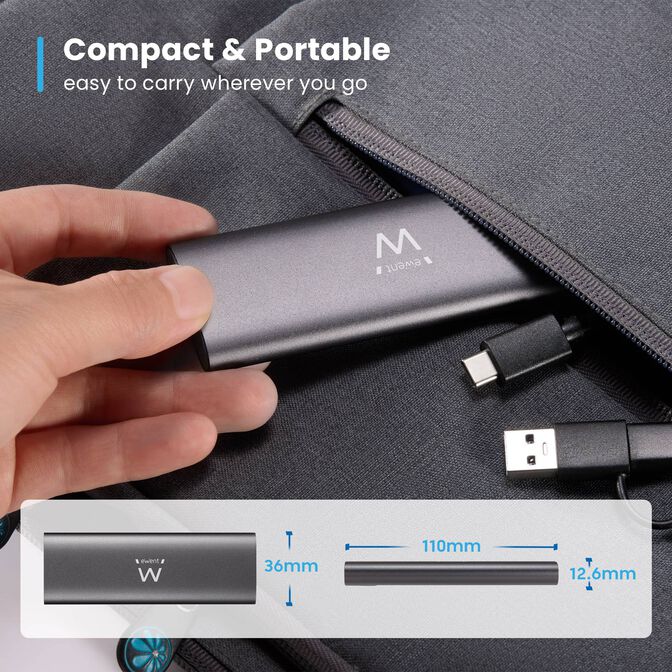 Caja Externa M.2 Ewent EW7061 USB-C 3.2 Gen2 NVMe/SATA Gris Screwless image number 3