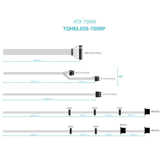 Fuente de Alimentaci&oacute;n Tooq ATX 750W APFC 80PLUS Bronze image number 4