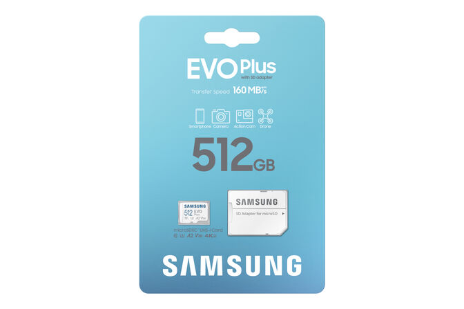 Tarjeta de Memoria Samsung EVO Plus MicroSDXC UHS-I C10 U3 V30 512GB A2 + Adaptador SD image number 6