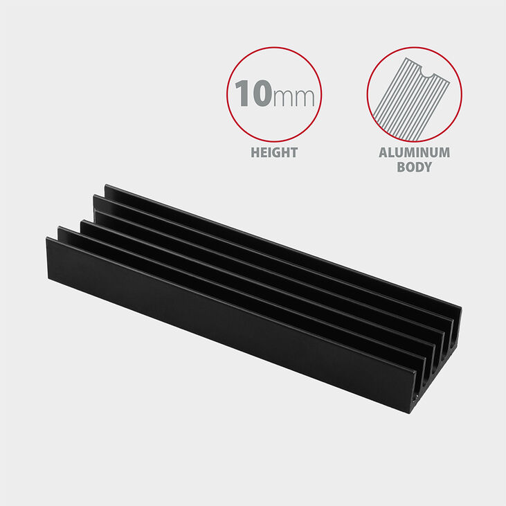 Dissipador Pasivo AXAGON CLR-M2L10 - M.2 SSD, 80mm SSD, ALU, silicone thermal pads, height 10mm image number 2