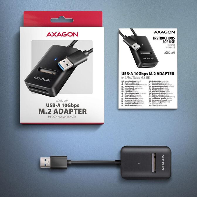 Adaptador AXAGON ADM2-AM USB-A 3.2 Gen2 - 1x NVMe/SATA SDD image number 6
