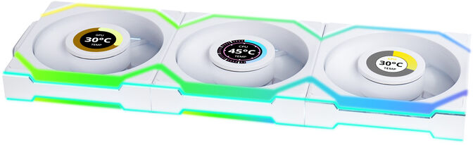 Ventilador Lian Li UNI FAN SL120 LCD Wireless RGB Reverse Blade PWM Blanco 120mm (Pack 3) image number 1