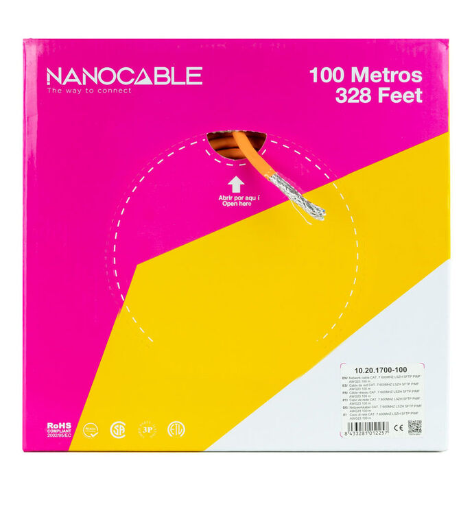 Bobina de Red NanoCable RJ45 LSZH CAT.7 600MHZ SFTP AWG26 100 M Naranja image number 2