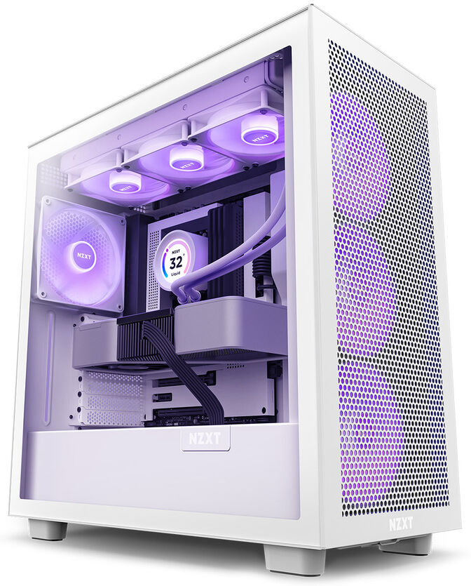 Torre ATX NZXT H7 Flow RGB Blanca Cristal Templado image number 0