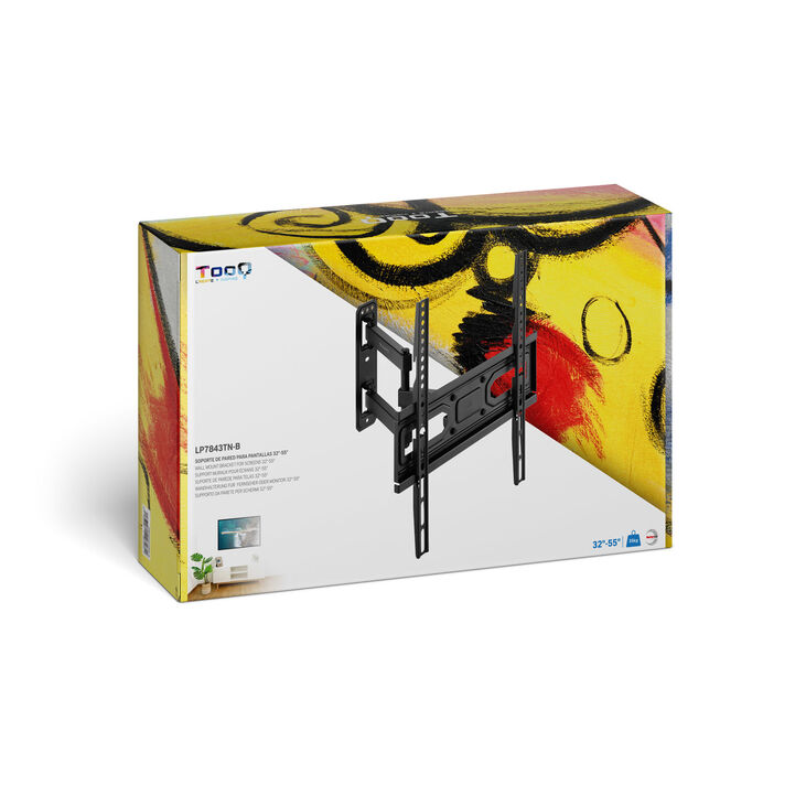 Soporte de Pared Tooq Inclinable 3 Pivotes 32" a 55" Máx. 35kg Negro image number 8