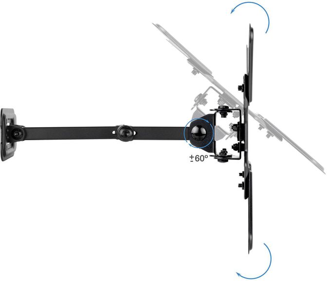 Soporte de Pared Tooq Tilt e Girat&oacute;nrio 13" a 43" 66-274 mm Max. 20kg Negro image number 2