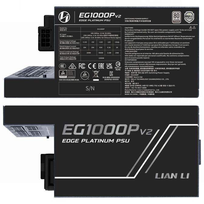 Fuente Modular Lian Li Edge Platinum V2 1000W 80+ Platinum Negra (C/Hub) image number 2