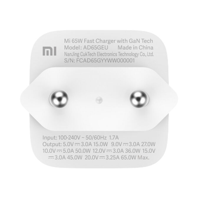 Cargador Xiaomi Mi 65W Fast Charger GaN Tech image number 1