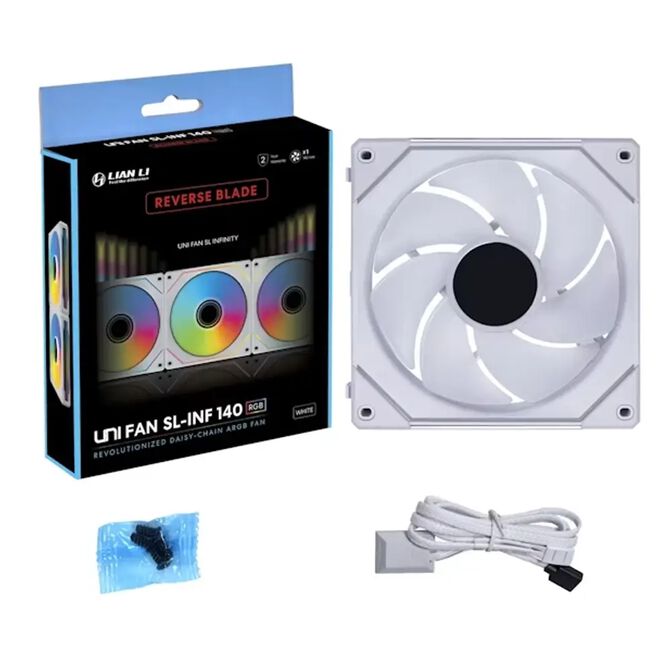 Ventilador Lian Li UNI FAN SL140 Infinity Wireless RGB Reverse Blade PWM Blanco 140mm image number 6