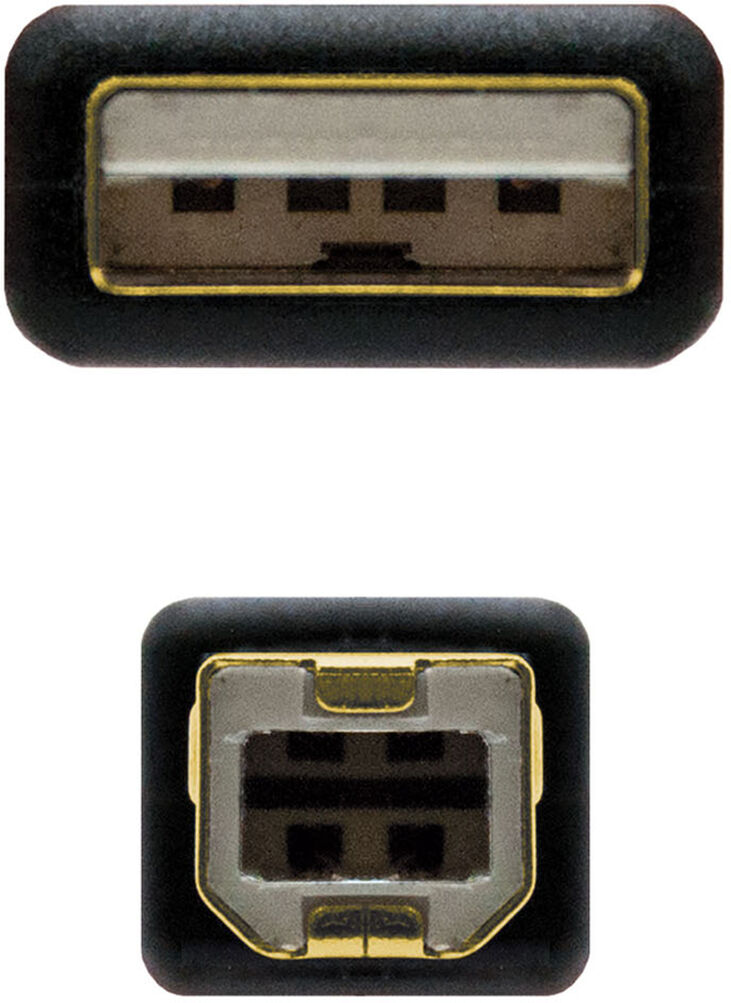 Cable USB 2.0 HQ Com Ferrite Nanocable USB-A/M para USB-B/M 2 M Negro image number 2