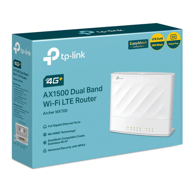 Router TP-Link Archer MX700 AX1500 Dual-Band WiFi 6 4G+ Cat6 Gigabit image number 4