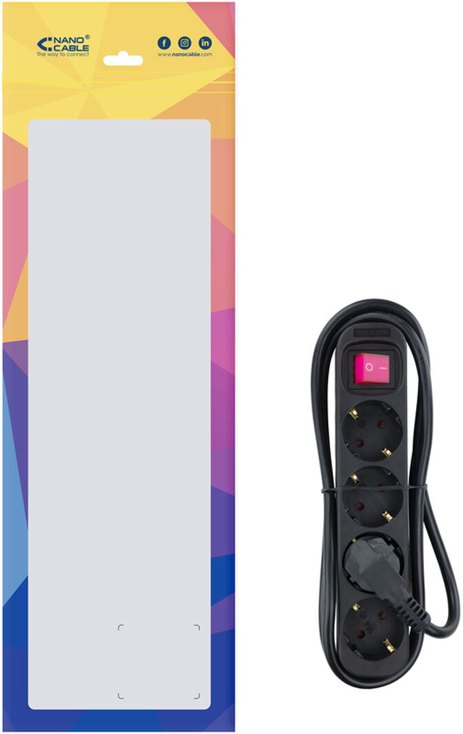 Regleta NanoCable 4 Tomas com switch 1.4 M Negro image number 3