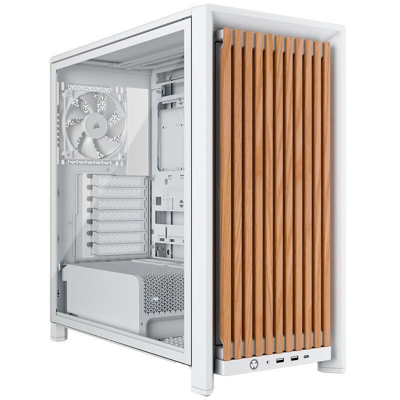Torre E-ATX Corsair 4000D RS Wood White Oak Cristal Templado