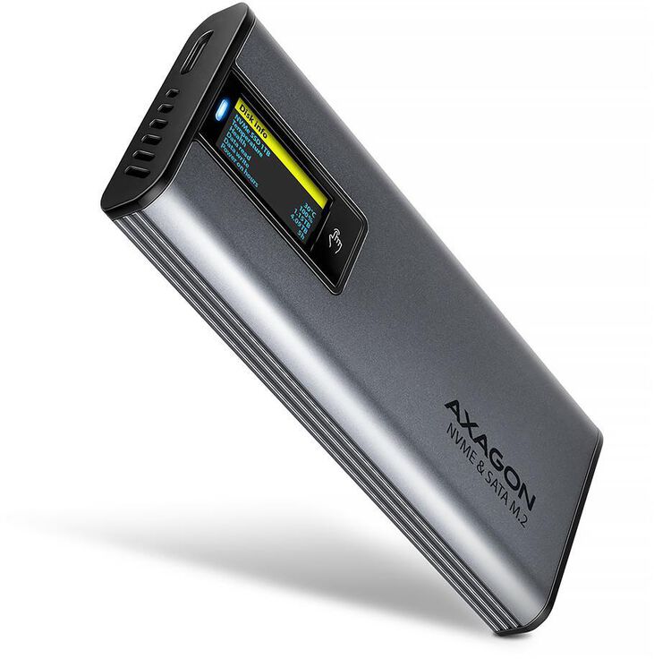Caja Externa AXAGON EEM2-SD2 para M.2/SSD C/ Display USB-C 3.2 Gen2 - Silver image number 0