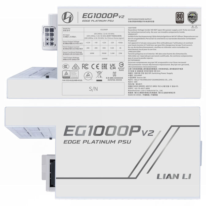 Fuente Modular Lian Li Edge Platinum V2 1000W 80+ Platinum Blanca (C/Hub) image number 2