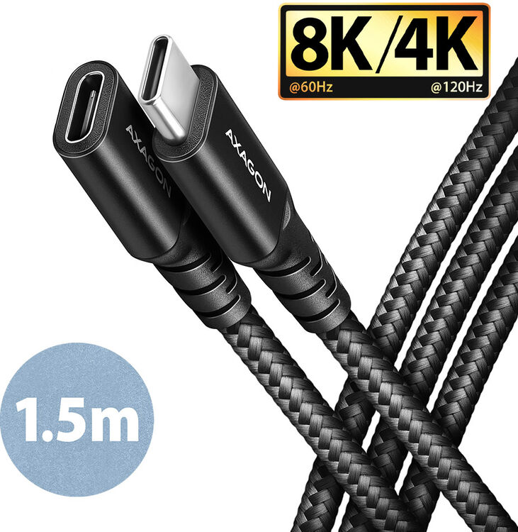 Extensión AXAGON BUCM32-CF15AB USB-C <-> USB-C 3.2 Gen 2, 1.5m, 20 Gbps, ALU, braid image number 0