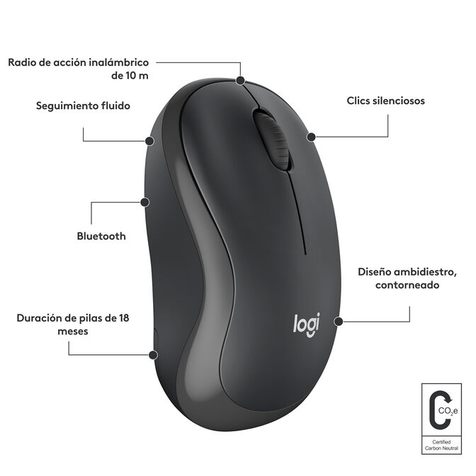 Rat&oacute;n Logitech M240 Silent Bluetooth Grafite image number 6