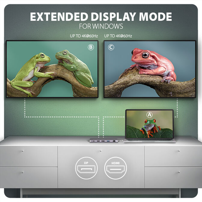 Multiport-Hub AXAGON HMC-12GM2 USB-C 3.2 Gen 2 hub w. M.2 SATA/NVMe + HDMI + DP + 3x USB-A + USB-C + RJ-45 + SD/mSD + audio + PD 100W image number 4