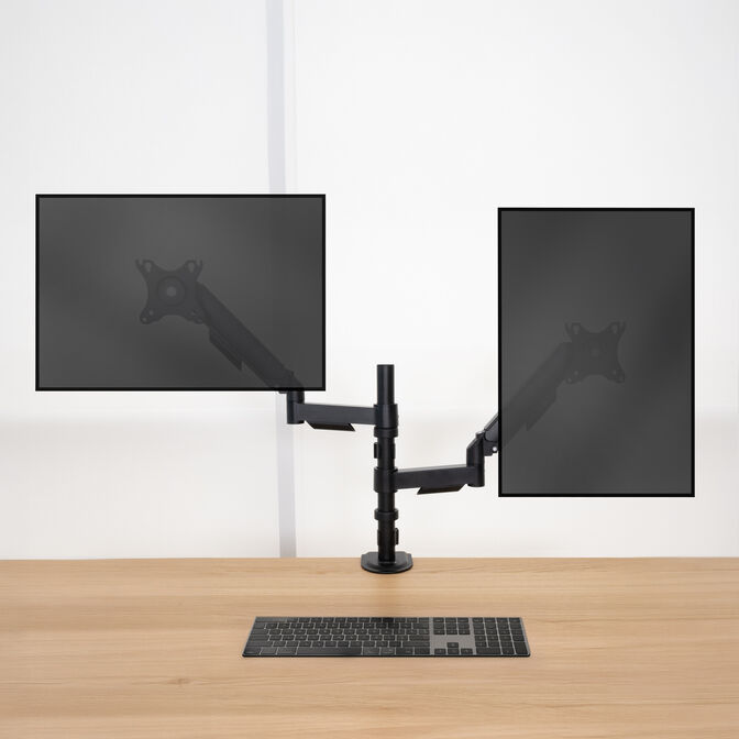 Soporte de Escritorio Tooq Doble Inclinable y Giratorio 17" a 32" Negro image number 5