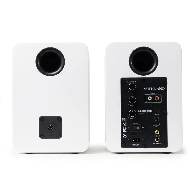 Colunas Hi-Fi Vulkkano A4 ARC MKII 60W Bluetooth HDMI ARC Brancas image number 2