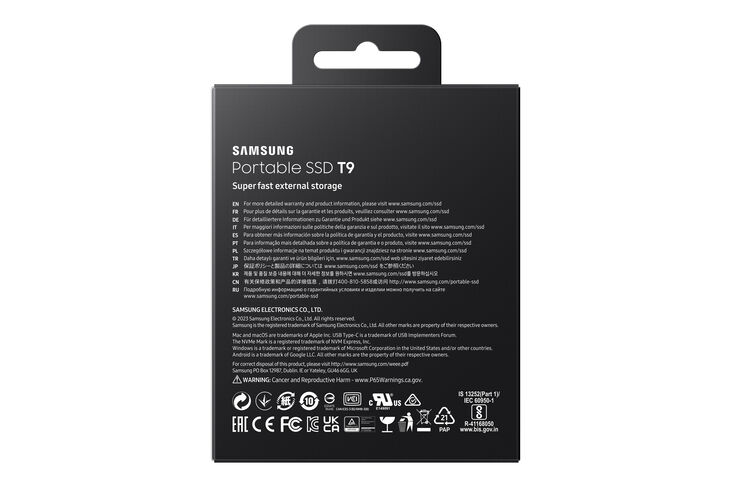 SSD Externo Samsung Portable T9 1TB USB3.2 Gen2 Negro (2000/1950MB/s) image number 8