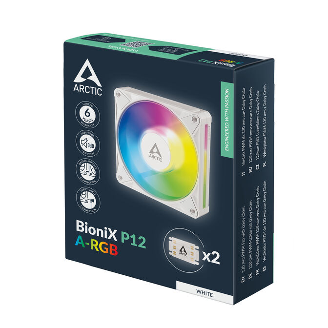 Ventilador Arctic Arctic P12 BioniX PWM ARGB 120mm - Blanco image number 7