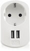Cargador Tomas Ewent com Shucko + 2 Portas USB 3.1A (15.5W) Blanco