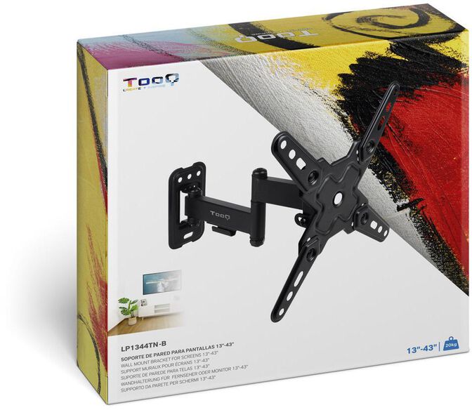 Soporte de Pared Tooq Tilt e Girat&oacute;nrio 13" a 43" 66-274 mm Max. 20kg Negro image number 4