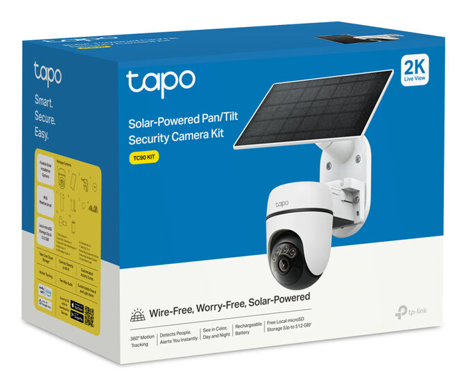 C&aacute;mara de Vigilancia TP-Link Tapo TC90 KIT 2K 3MP Pan/Tilt Outdoor IP65 Security Wi-Fi com Bateria + Painel Solar Tapo A201 image number 3
