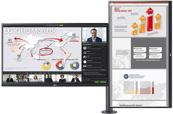 Monitor LG ERGO Dual 27" 27QP88DP-BS IPS QHD 75Hz USB-C c/ DP Daisy Chain image number 1