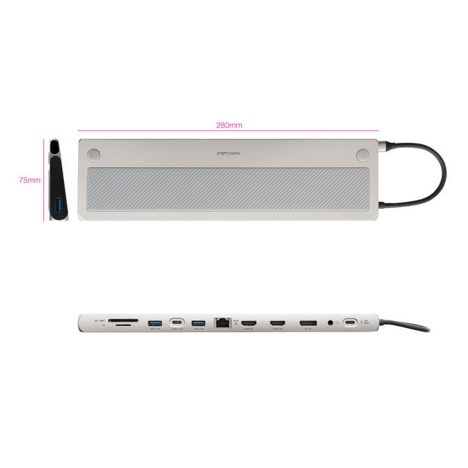 Hub Conversor USB-C 3.1 para 3xUSB-A+USB-C+PD+2xHDMI+DP+RJ45+SD+AUDIO image number 1