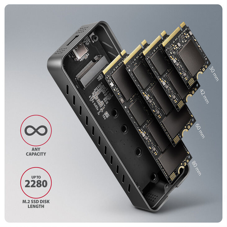 Caja Externo AXAGON EEM2-20G USB-C 20Gbps - M.2 NVMe SSD ARMORED box image number 4