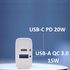 Cargador Ewent USB-C / QC3.0 Fast Charger 20W Blanco image number null
