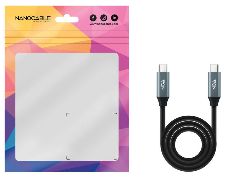 Cable USB 3.2 Gen2x2 Nanocable 20Gbps 5A/100W 4K@60Hz USB-C M/M 1.5 M Negro image number 3