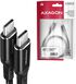 Cable de cargamento AXAGON BUCM-CM20AB cable USB-C  <-> USB-C 2.0, 2m, PD 60W, 3A, ALU, braid, Negro image number null