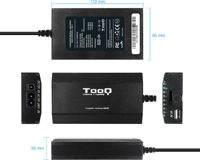 Cargador de Port&aacute;til Tooq 100W 1x USB Manual image number 3