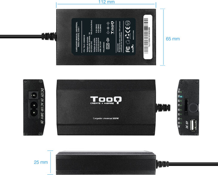 Cargador de Portátil Tooq 100W 1x USB Manual image number 3