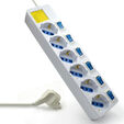 Regleta Ewent 6 Tomas 16A com Switch Individual On/Off 3 M Blanco image number null