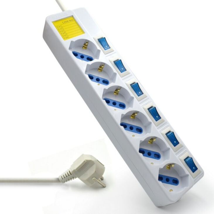 Regleta Ewent 6 Tomas 16A com Switch Individual On/Off 3 M Blanco image number 0