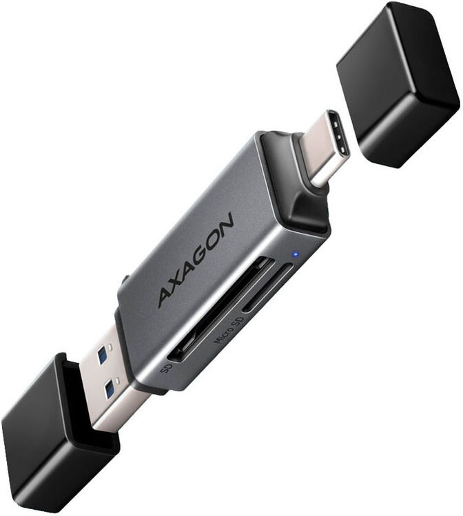 Lector de tarjetas AXAGON CRE-DAC External USB 3.2 Gen1 Type-C+Type-A 2-slot SD/microSD image number 3