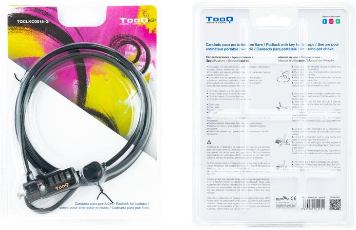 Cable de Seguridad para Portátil con Combinación 1,5 M Gris Oscuro image number 8