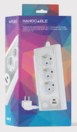Regleta NanoCable 3 Tomas / 2x USB ( USB-C / USB-A ) image number null