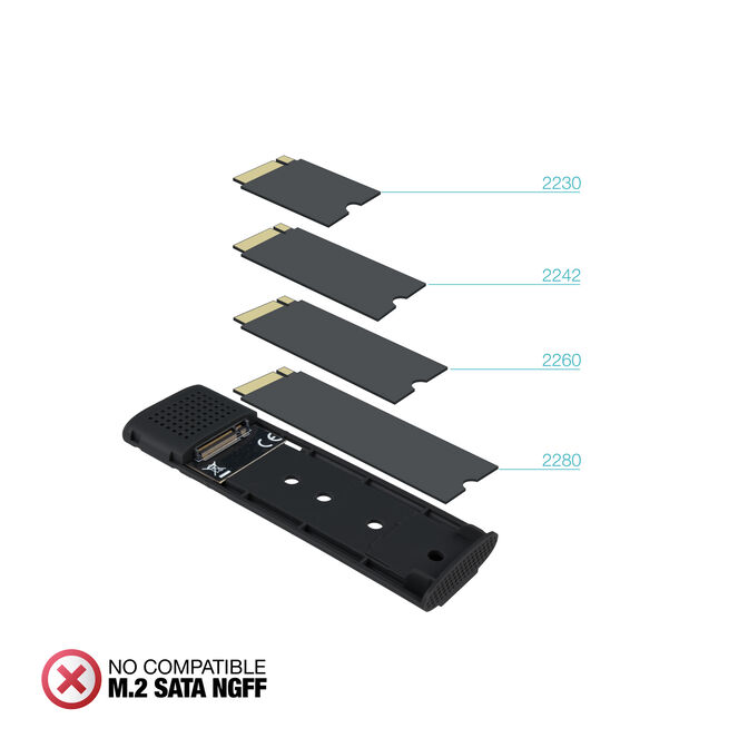 Caja SSD Tooq TQE-2230B M.2 NVMe PCIe USB3.1 Gen 2 Negro image number 3