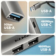 HUB USB AXAGON HUE-STA 1x USB-A 5Gbps + 2x USB-A + 1x USB-C, cable USB-A 12 cm image number null