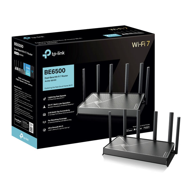 Router TP-Link Archer BE400 BE6500 Dual-Band Wi-Fi 7 MLO 4K-QAM Preto image number 3
